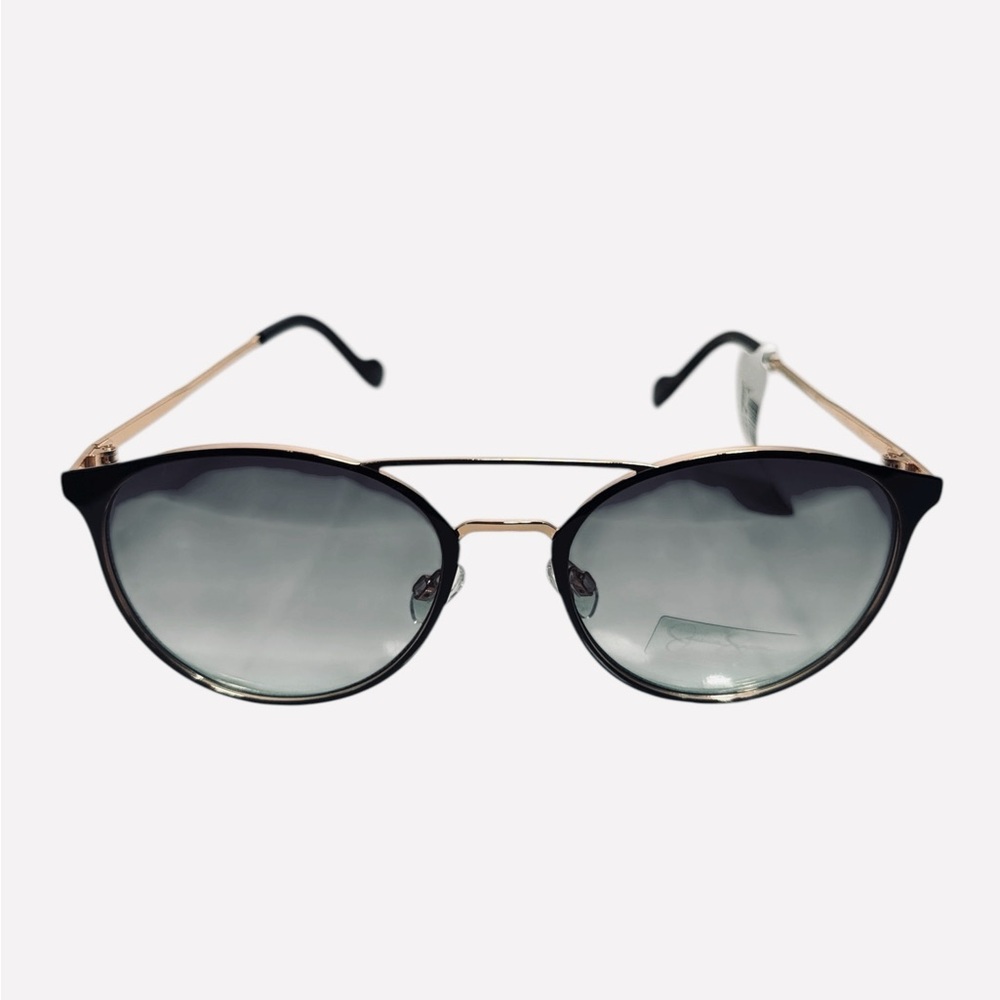 Jessica Simpson Women's J5564 Retro Metal Round Sunglasses Black/Gold Lenses - Picture 9 of 15